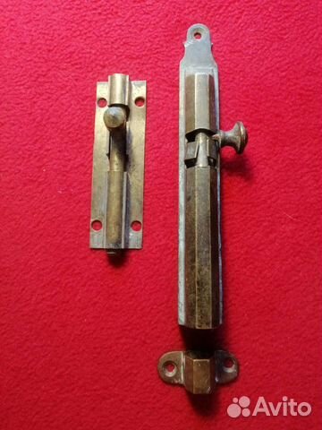 Старинный латунный оконный шпингалет, задвижка