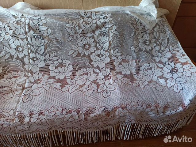 Тюль белая с бахромой