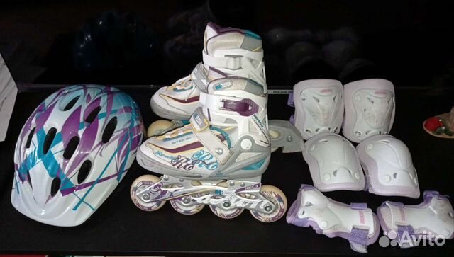 Роликовые коньки детские раздвижные р.26-31+защита