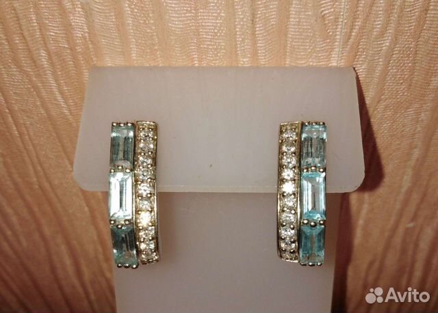 Серьги серебро/топазы