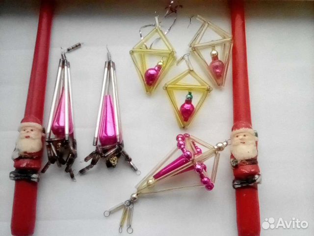 Ёлочные игрушка ракета спутник стеклярус СССР