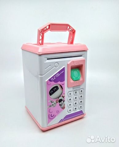 Детская копилка сейф робо розовый