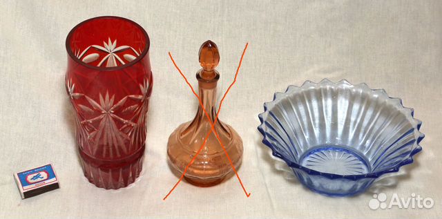 Посуда из цветного и белого стекла. Вазы СССР
