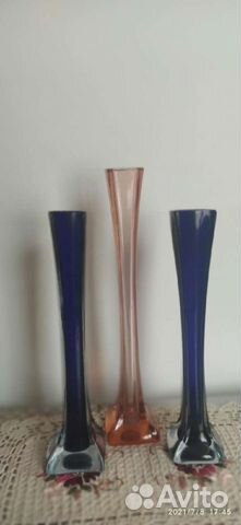 Вазы Берц.Цветное стекло СССР