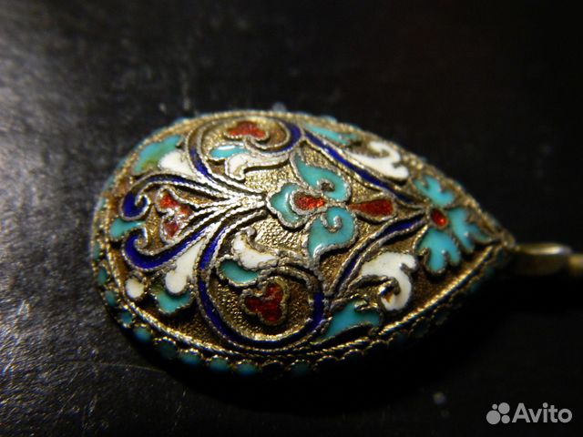 Кофейная ложка. Серебро 84x, перегородчатая эмаль