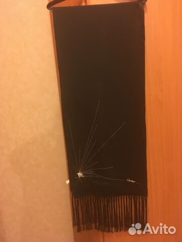 Палантин шелковый черный Cartier