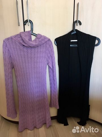 Платье жилетка кофта накидка чёрное серое 44-46 си Платье жилетка кофта накидка чёрное серое 44-46 си