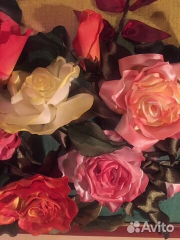 Яркие интерьерные картины, вышитые лентами.ручная Яркие интерьерные картины, вышитые лентами.ручная