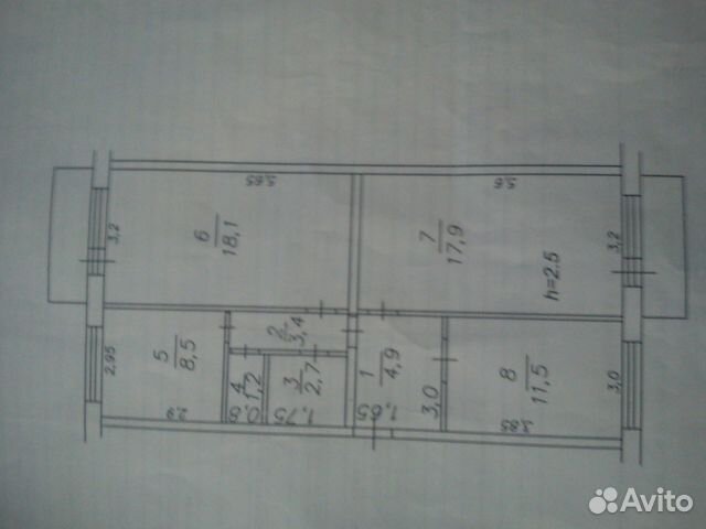 3-к квартира, 69 м², 1/3 эт.