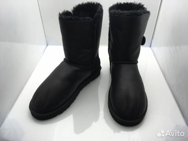 Угги Ugg обливные с пуговицей Bailey Button чёрные