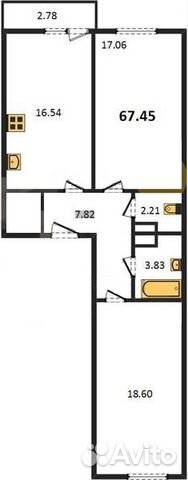 2-к квартира, 67.5 м², 14/19 эт. 2-к квартира, 67.5 м², 14/19 эт.