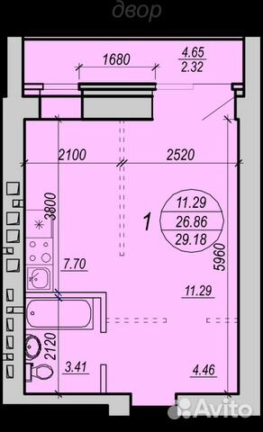 1-к квартира, 29.2 м², 8/9 эт.