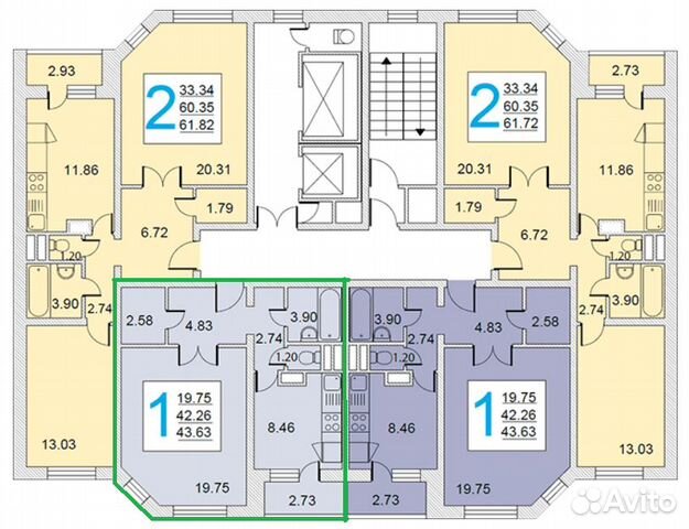 1-к квартира, 43.6 м², 4/17 эт.