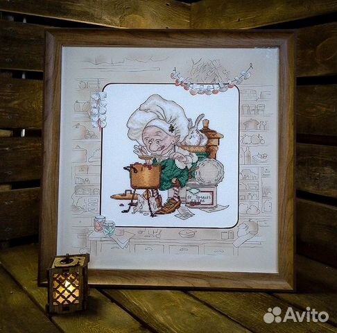 Картина вышитая крестиком «Томатный суп» Картина вышитая крестиком «Томатный суп»