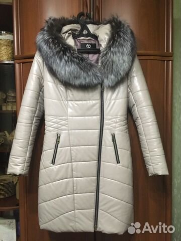 Пуховик кожаный зимний 50/52