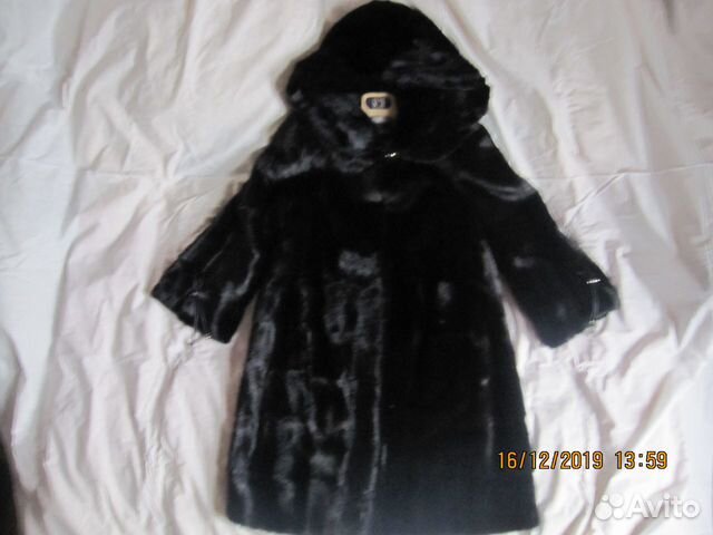 Шуба норковая чёрная с капюшоном