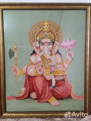 Ганеша. Картина вышита счетным крестом