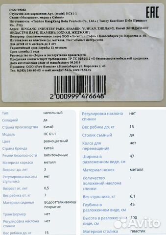 Стульчик для кормления