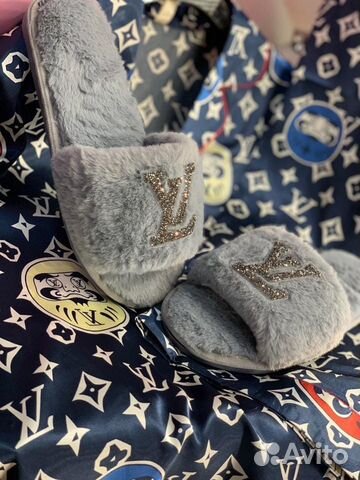 Новые меховые домашние тапочки Louis Vuitton