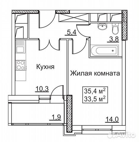 1-к квартира, 35.4 м², 20/22 эт. 1-к квартира, 35.4 м², 20/22 эт.