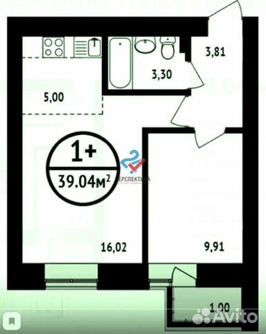 2-к квартира, 39 м², 7/16 эт.
