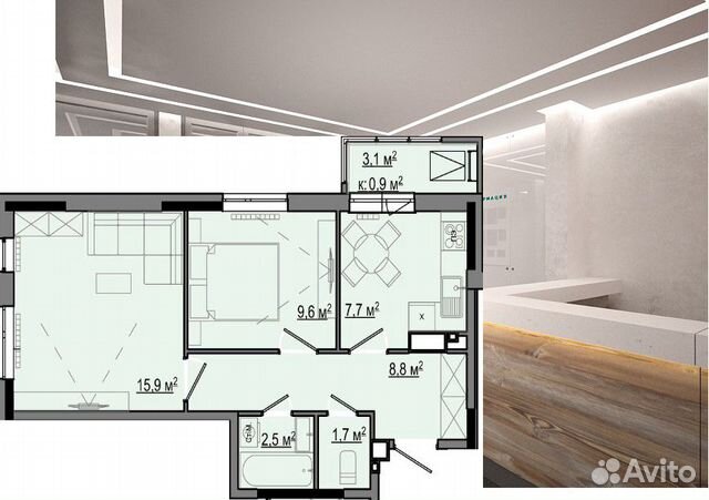 2-к квартира, 47.5 м², 7/18 эт.