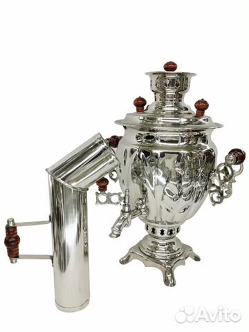 Самовар на дровах новый никелированный 3литра люкс