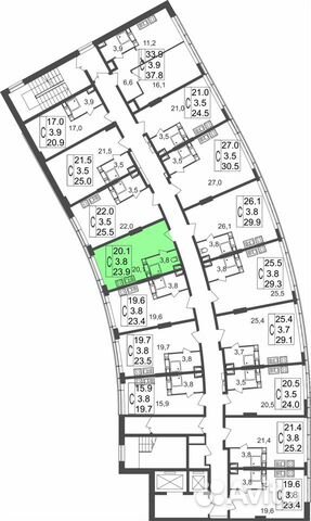 Студия, 23.9 м², 8/17 эт. Студия, 23.9 м², 8/17 эт.