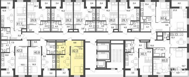 1-к квартира, 42.3 м², 14/25 эт. 1-к квартира, 42.3 м², 14/25 эт.