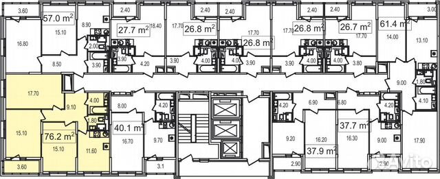 3-к квартира, 76.2 м², 10/25 эт.