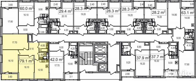 3-к квартира, 79.1 м², 16/25 эт. 3-к квартира, 79.1 м², 16/25 эт.