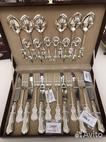 Набор столовых приборов «Вензель». Серебро 925 пр