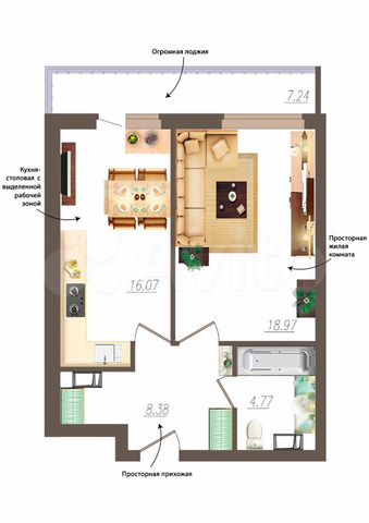 1-к. квартира, 48,2 м², 14/19 эт.
