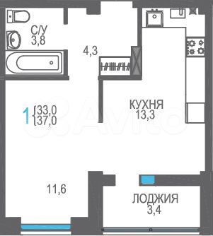1-к. квартира, 37 м², 4/8 эт.