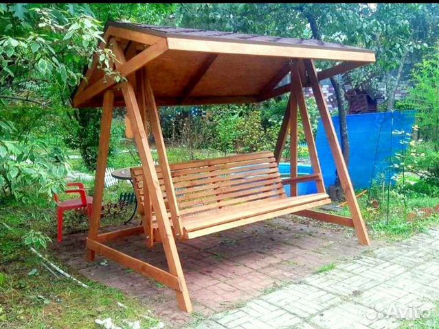 Качели садовые деревянные
