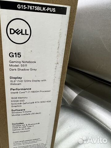 Новый,Dell G15 5511, i7(11800h) /16/512/3050