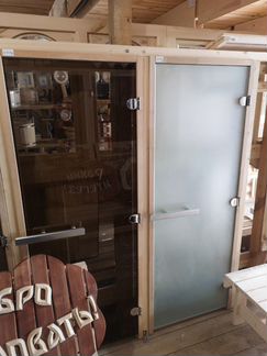 Двери стеклянные для бани сауны стекло