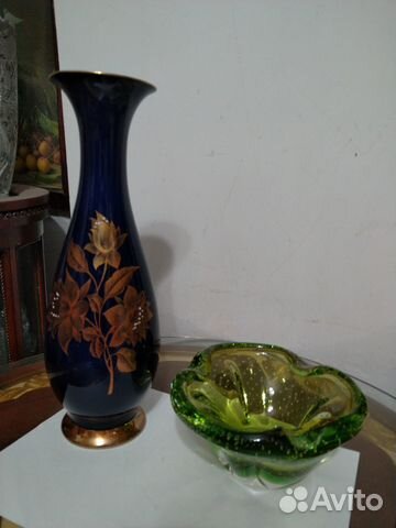 Вазы, кобальт, Германия, цветное стекло, Чехослова