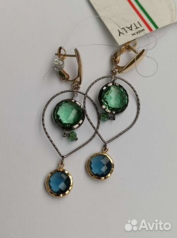 Серьги из черного и желтого золота