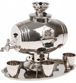 Самовар угольный мини на подносе