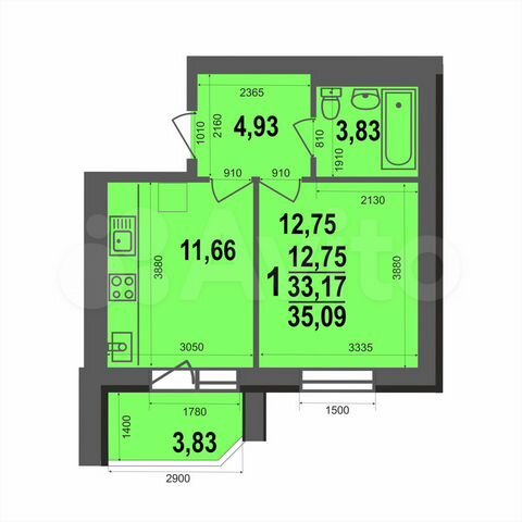 1-к. квартира, 35,1 м², 4/5 эт.