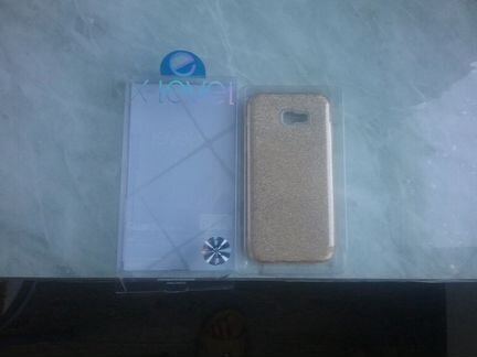 Чехол самсунг А7 новый,золотистый