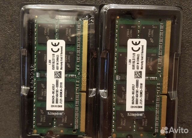 Озу для ноутбука kingston 16gb (8+8) ddr3l новые