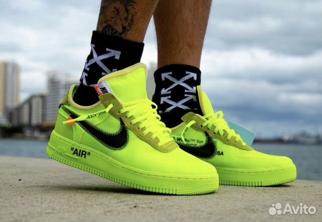 Кроссовки nike air force 1 x off white volt