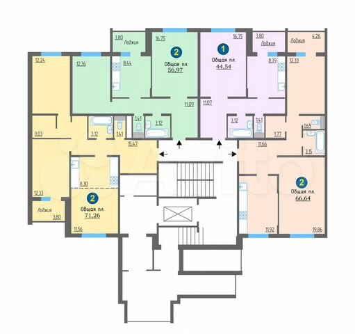 2-к. квартира, 66 м², 10/19 эт.