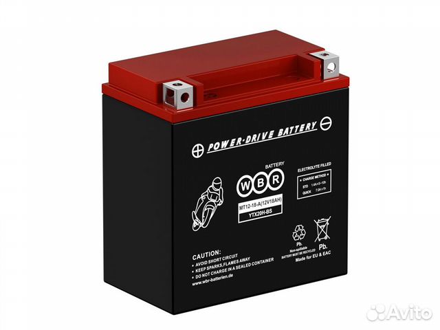 Мото аккумулятор 18Ач WBR MT 12-18-A AGM 12В 230А