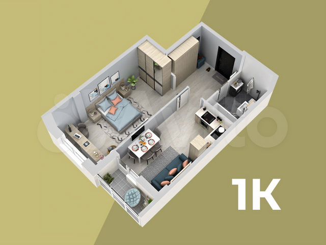 1-к. квартира, 46,6 м², 7/22 эт.