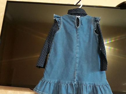 Джинсовый сарафан+водолазка рост 98-104
