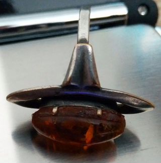 Кольцо серебро янтарь СССР винтаж