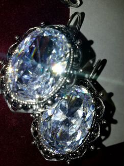 Комплект серебро фианиты: большие серьги,СССР